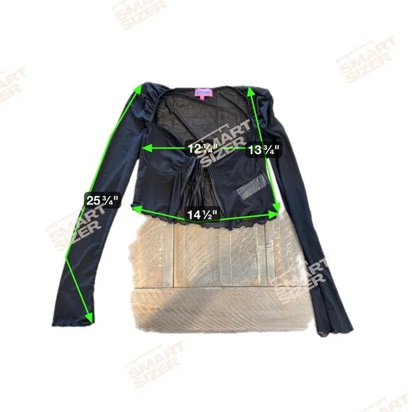 Edikted Black Sheer Mesh Tie Front Long‎ Sleeve Crop Top Women's Small - Picture 8 of 8